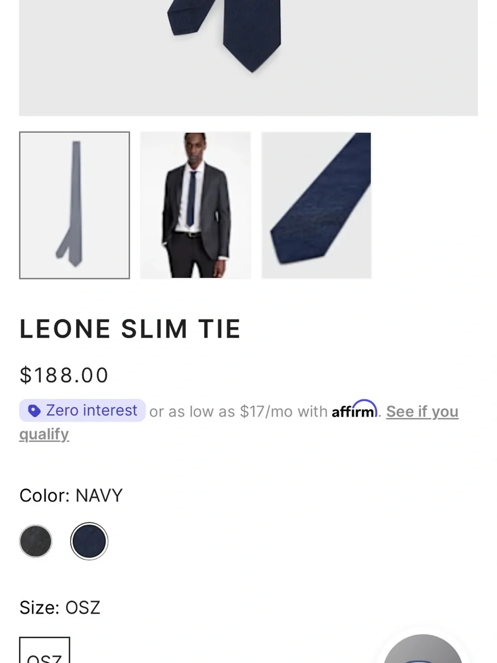 $188 John Varvatos USA 100% Italian Silk Skinny Tie